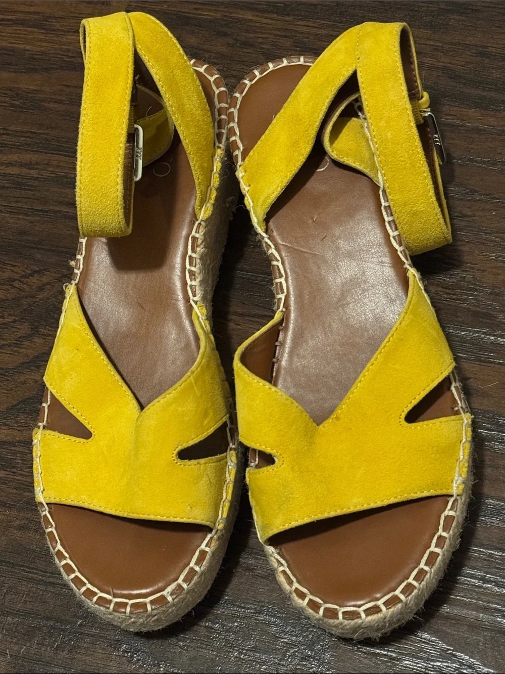 Franco Sarto Yellow Suede Espadrille Sandals